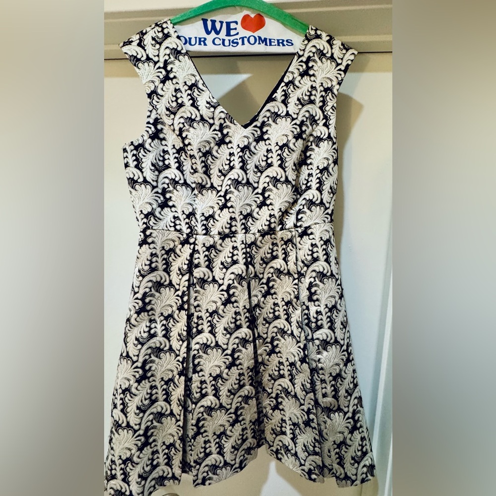 Elegant Navy, Cream and Gold Ccoktail Dress